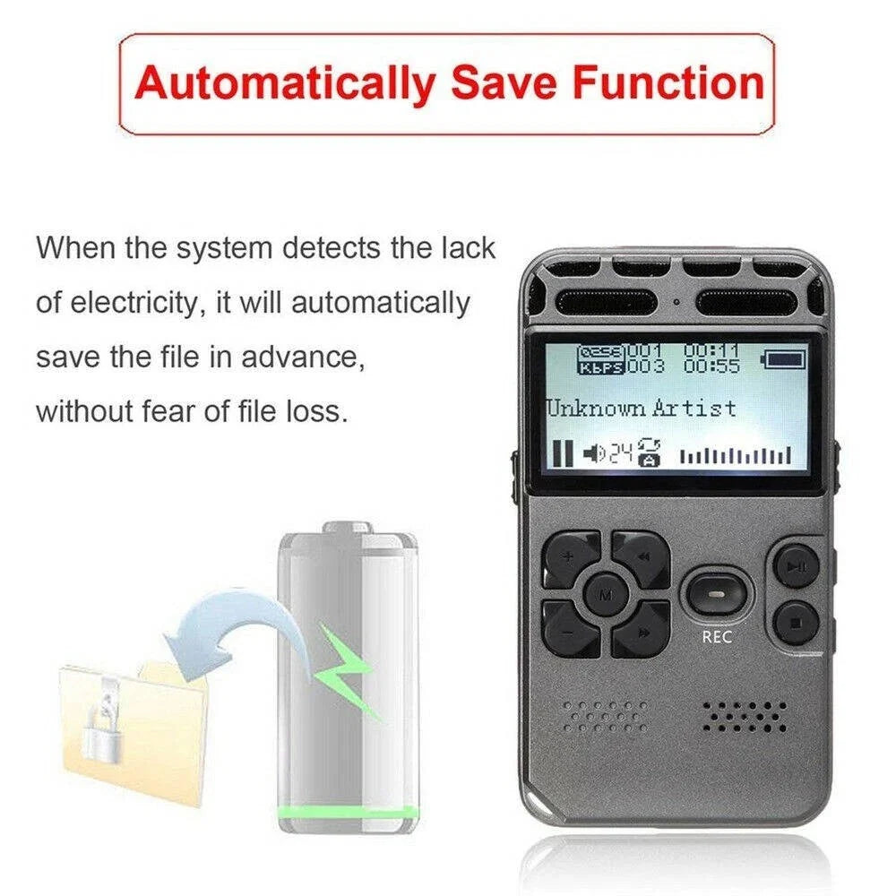 Digital Voice Recorder Rechargeable 72-Hour Recording LCD Display