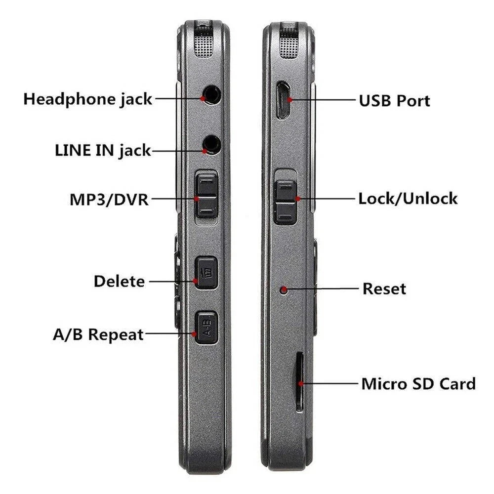 Digital Voice Recorder Rechargeable 72-Hour Recording LCD Display