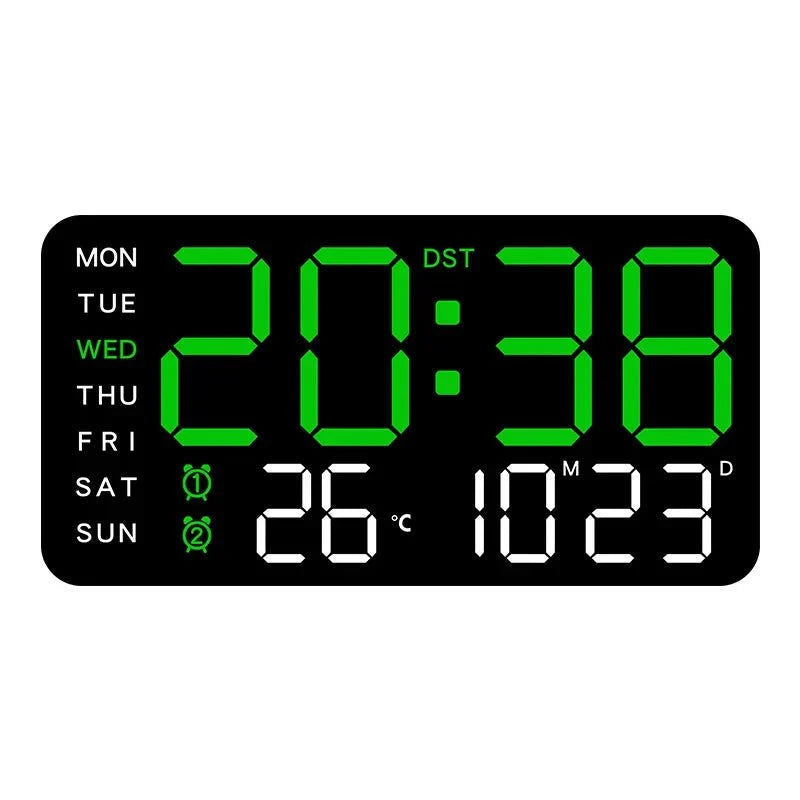 Digital Wall Clock Dual Alarm Date & Temperature Display