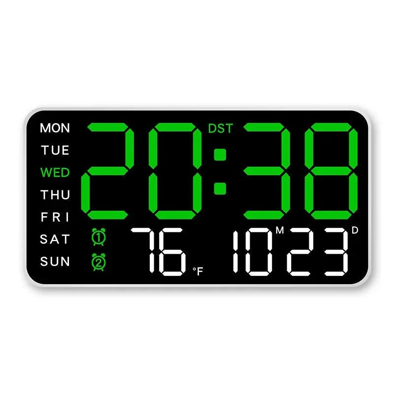 Digital Wall Clock Dual Alarm Date & Temperature Display