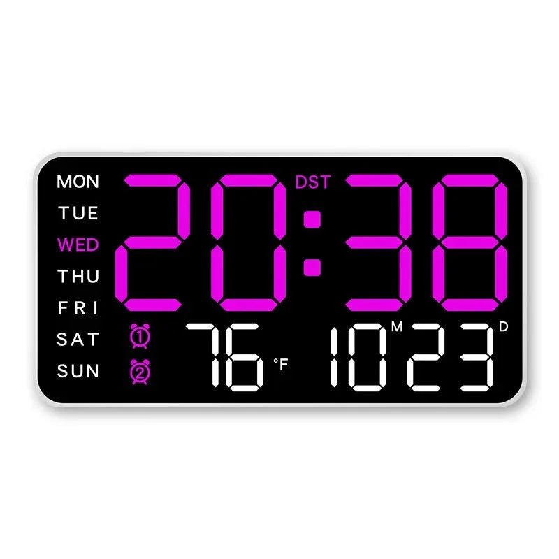 Digital Wall Clock Dual Alarm Date & Temperature Display