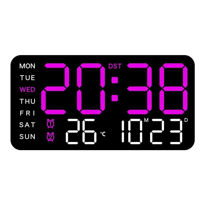 Digital Wall Clock Dual Alarm Date & Temperature Display