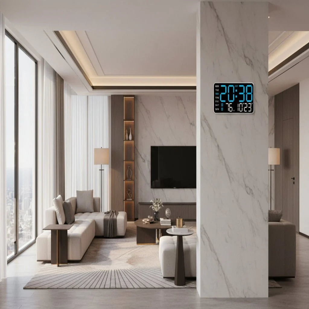 Digital Wall Clock Dual Alarm Date & Temperature Display