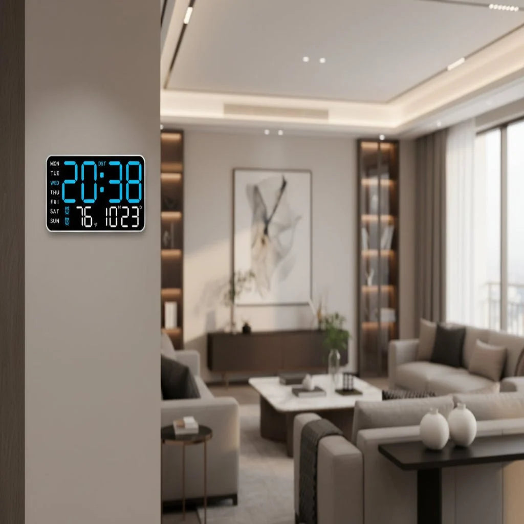 Digital Wall Clock Dual Alarm Date & Temperature Display