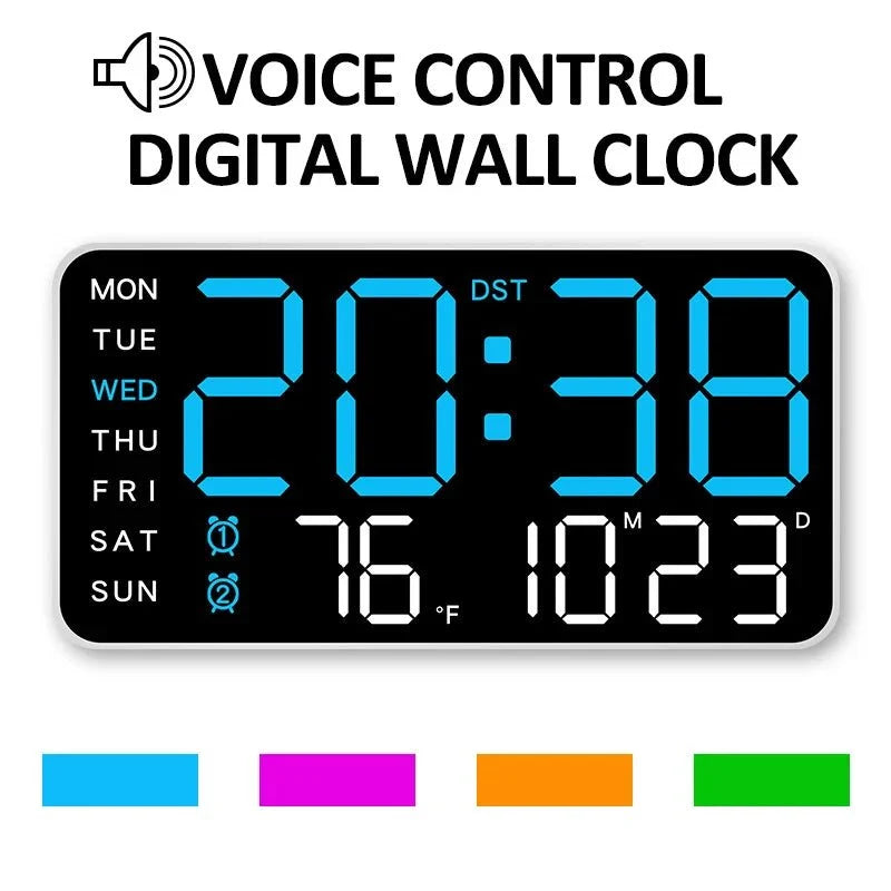 Digital Wall Clock Dual Alarm Date & Temperature Display