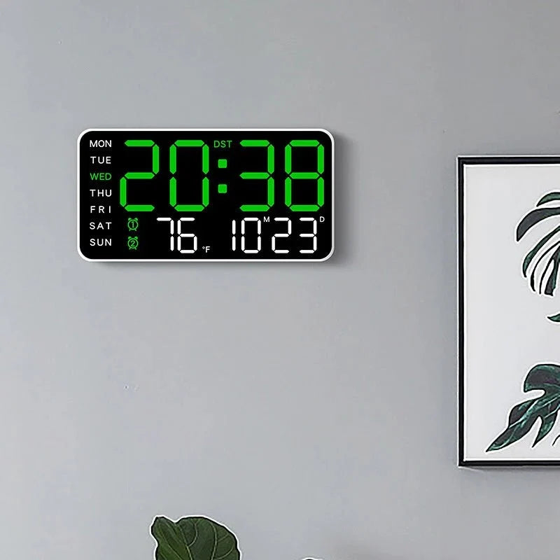 Digital Wall Clock Dual Alarm Date & Temperature Display