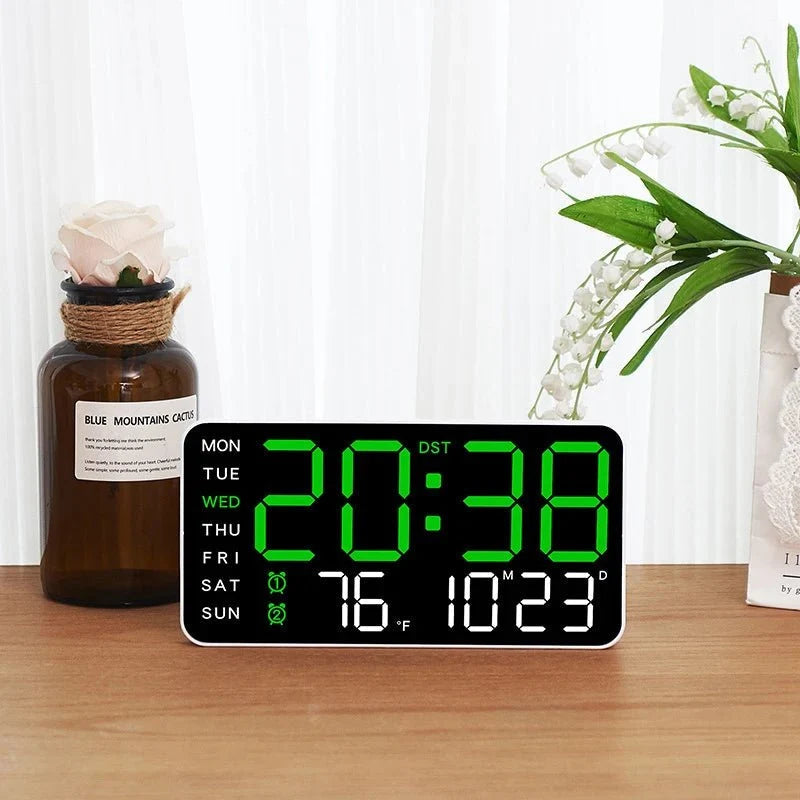 Digital Wall Clock Dual Alarm Date & Temperature Display