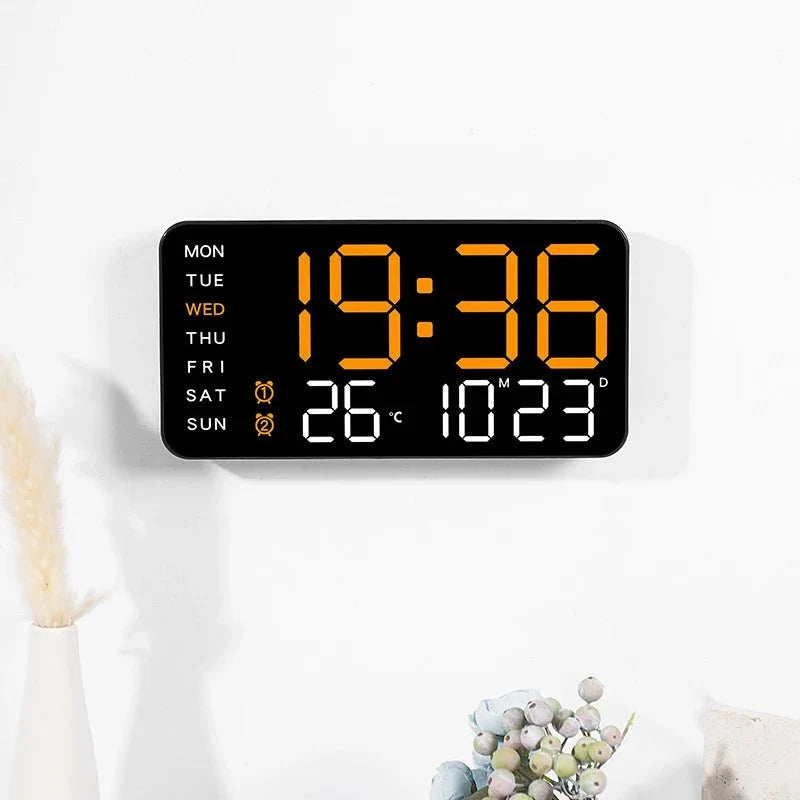 Digital Wall Clock Dual Alarm Date & Temperature Display