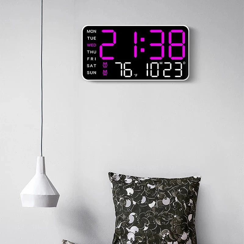 Digital Wall Clock Dual Alarm Date & Temperature Display
