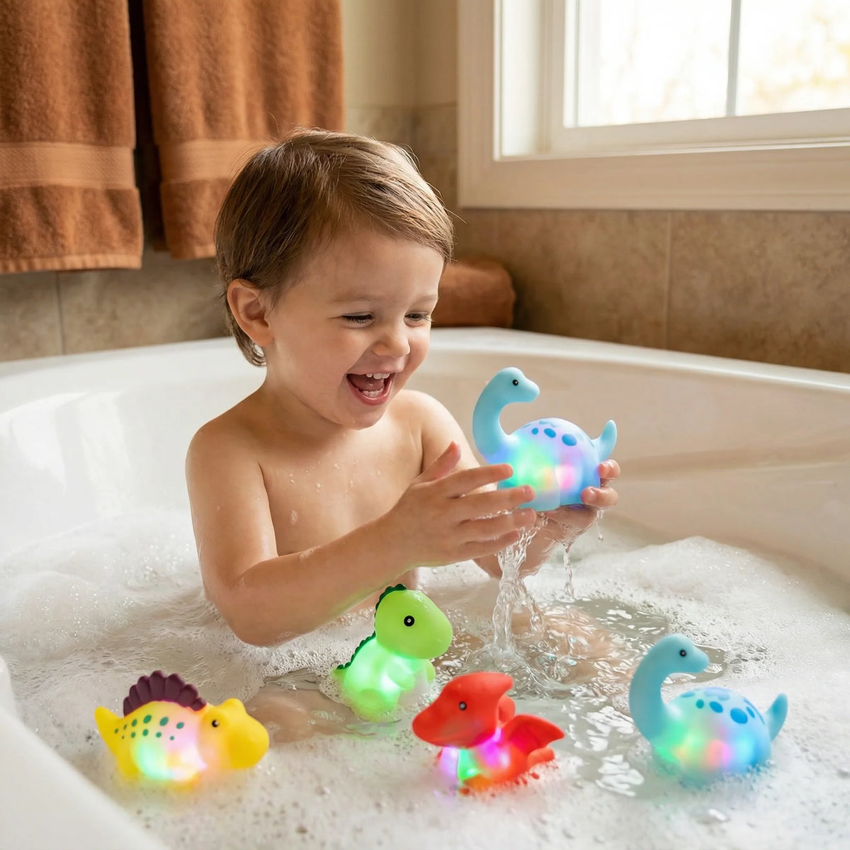 Dinosaur Bath Toy Floating Color-Changing LED Night Light