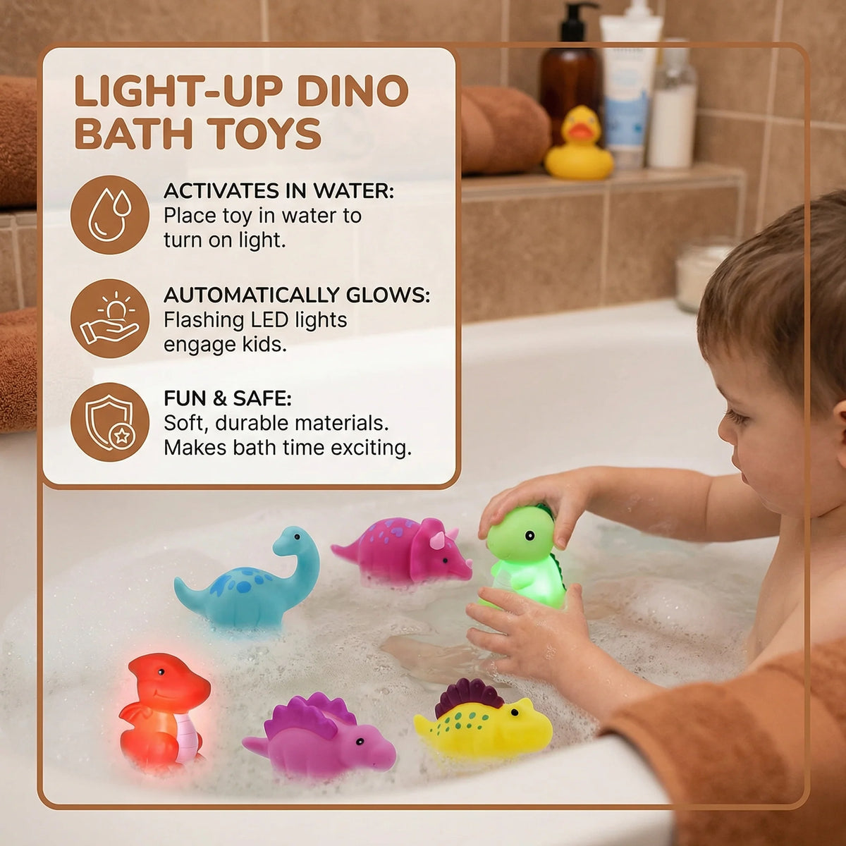Dinosaur Bath Toy Floating Color-Changing LED Night Light