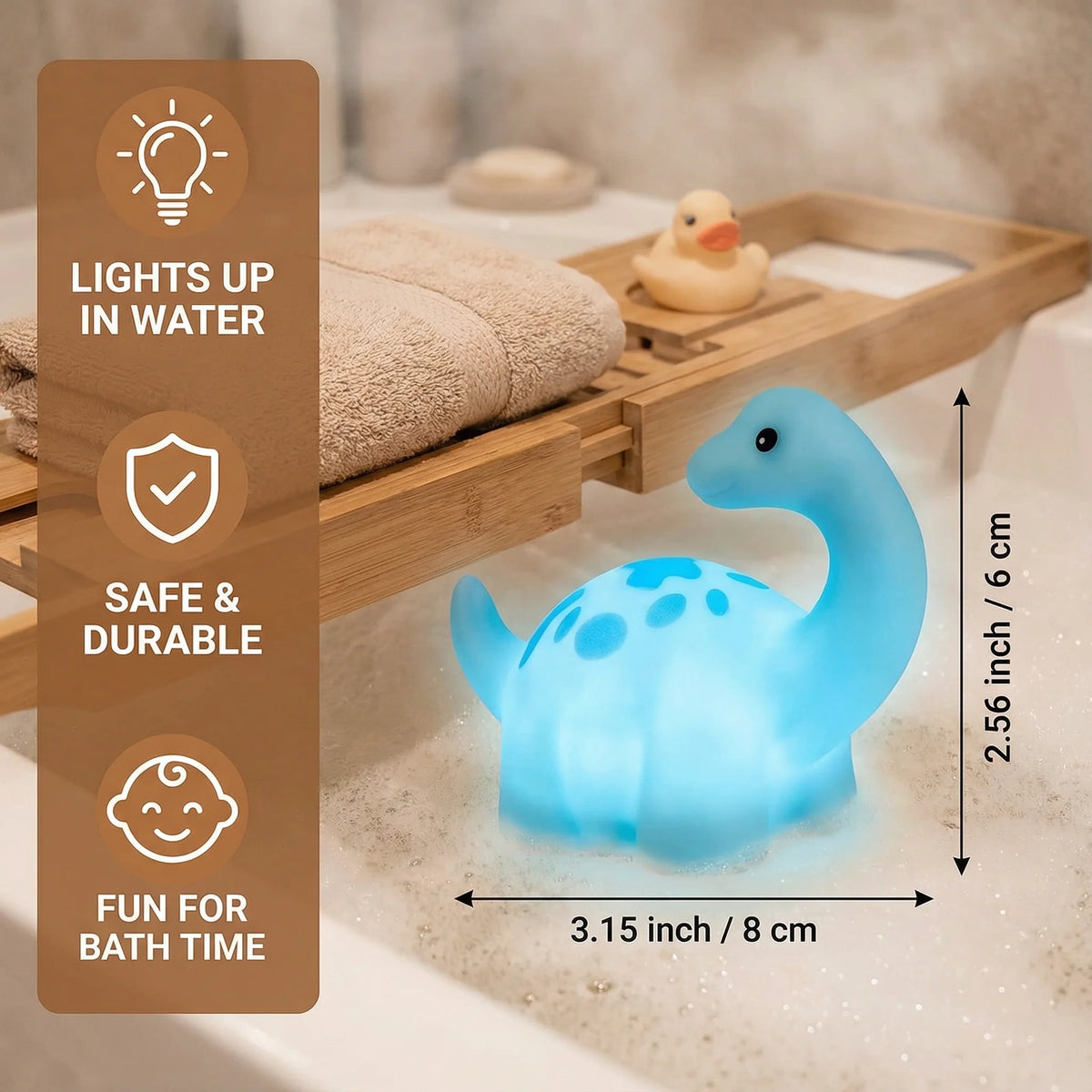 Dinosaur Bath Toy Floating Color-Changing LED Night Light