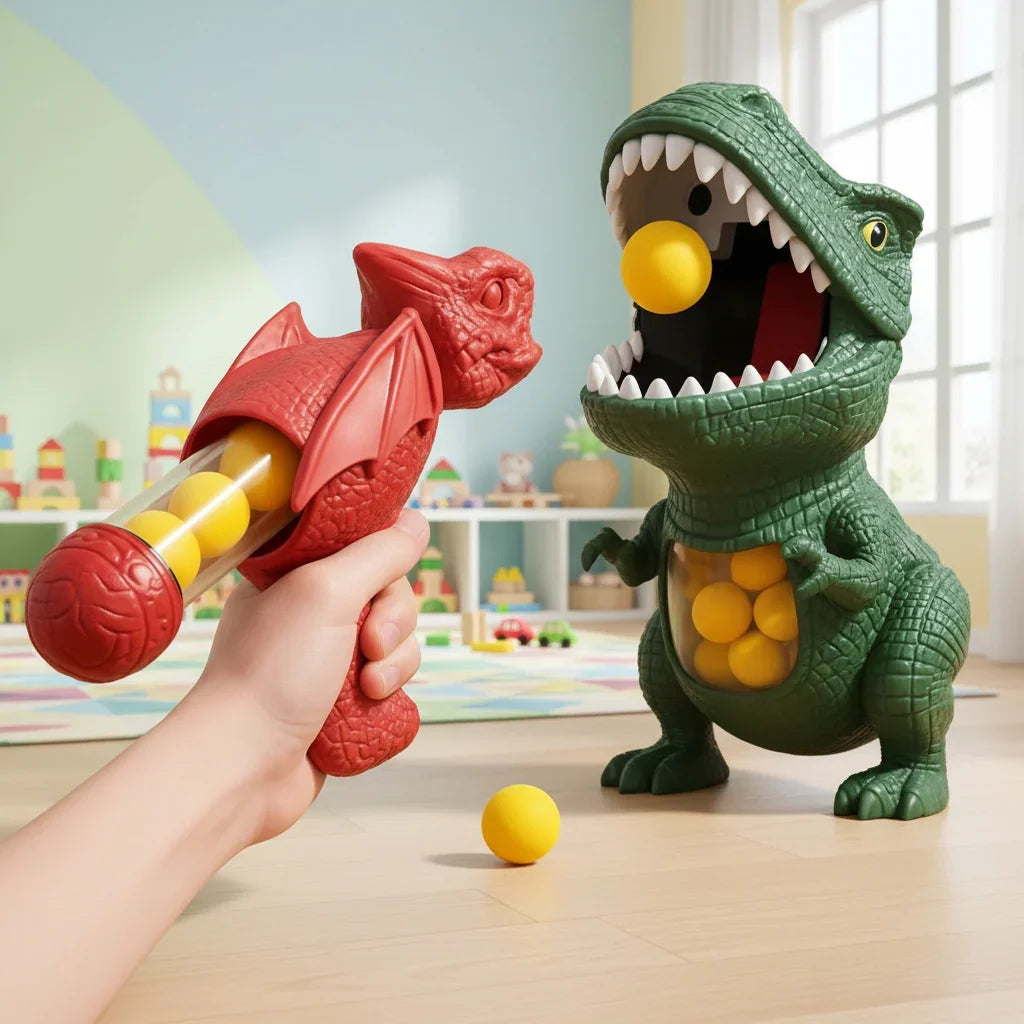 Dinosaur Target Game Manual Foam Ball Blaster
