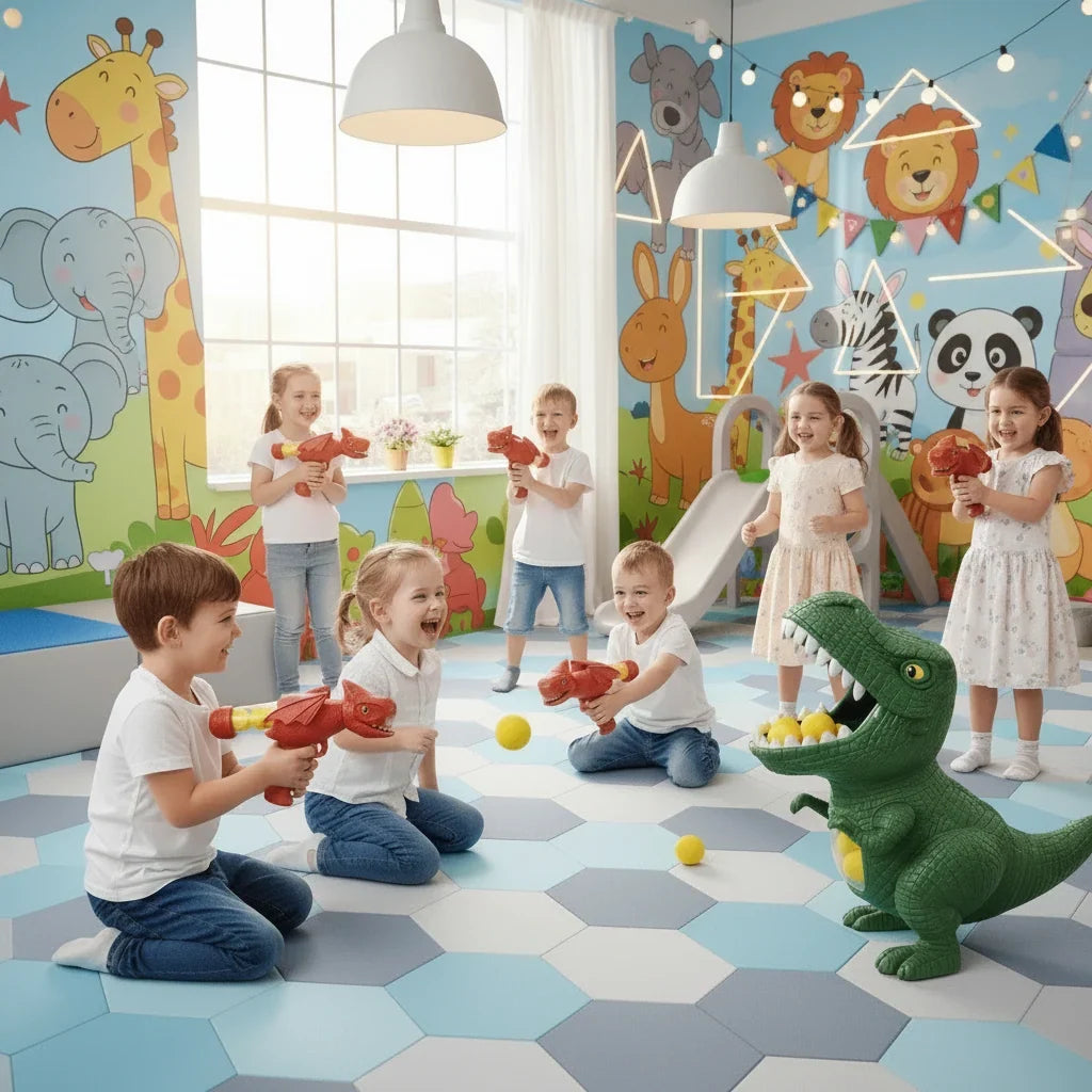 Dinosaur Target Game Manual Foam Ball Blaster