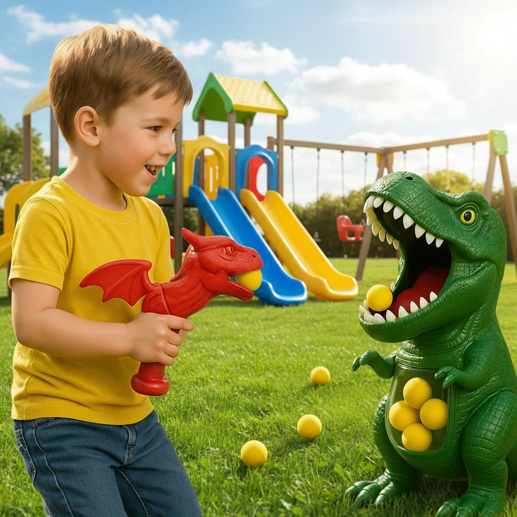 Dinosaur Target Game Manual Foam Ball Blaster