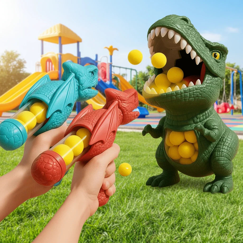 Dinosaur Target Game Manual Foam Ball Blaster