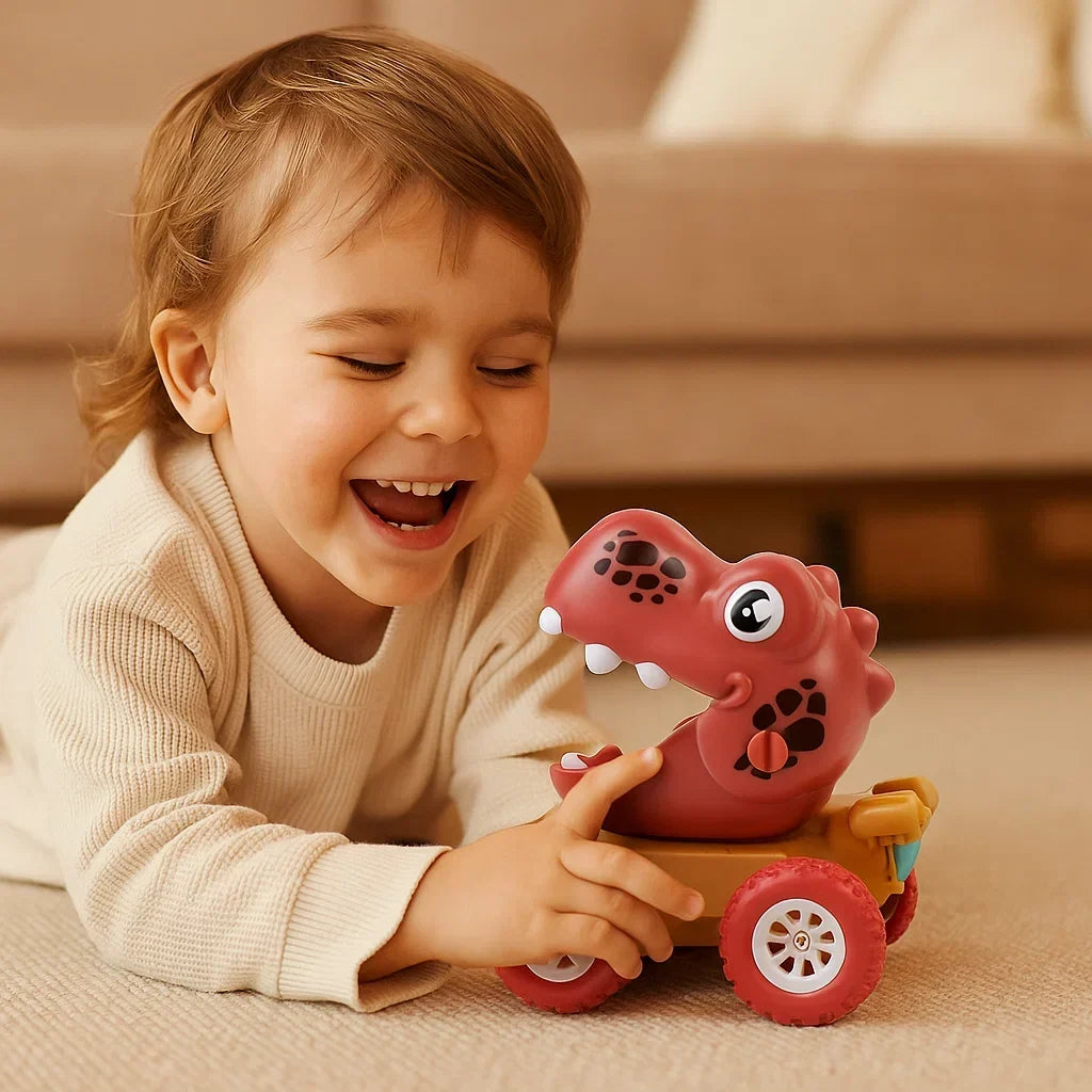 Dinosaur Toy Truck Push-Activated All-Surface Wheels