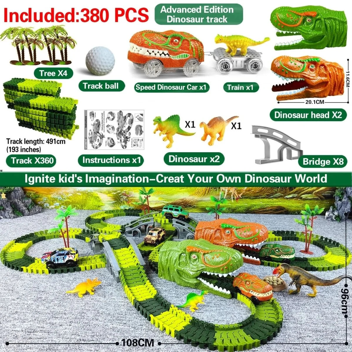 Dinosaur Train Playset Interactive Track BPA-Free ABS Plastic