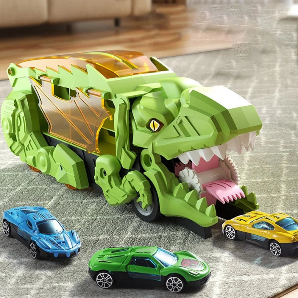 Dinosaur Truck Playset Dual Racing Tracks 3 Mini Cars