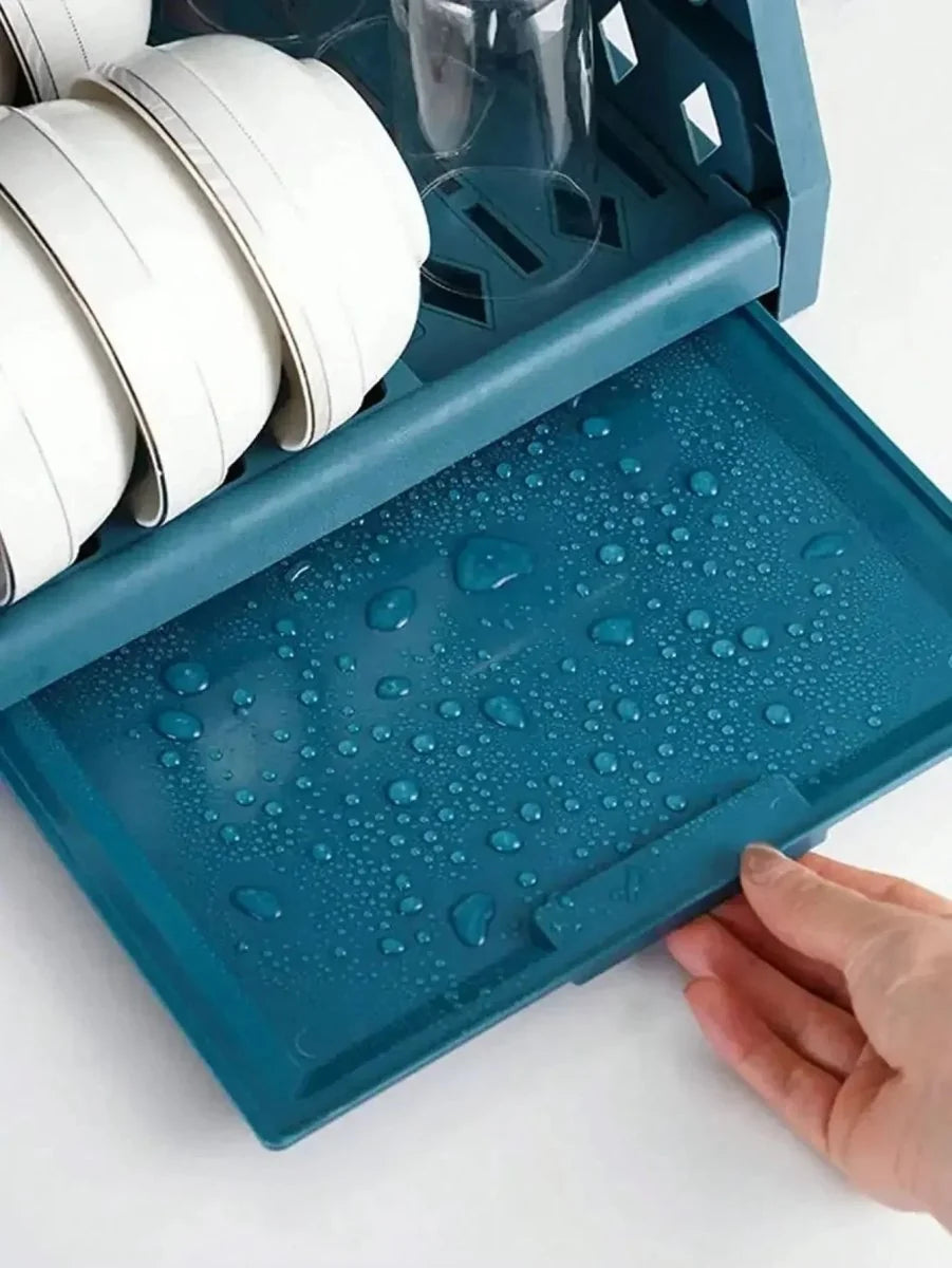 Dish Drainer 2-Tier with Drip Tray & Cutlery Holder