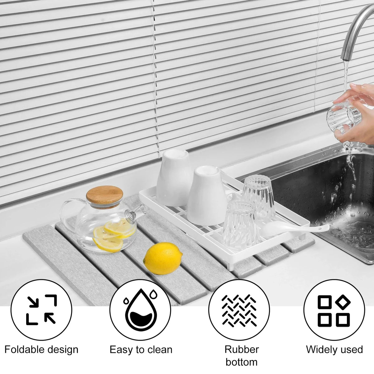 Dish Drying Mat Diatomite Foldable Nonslip Base