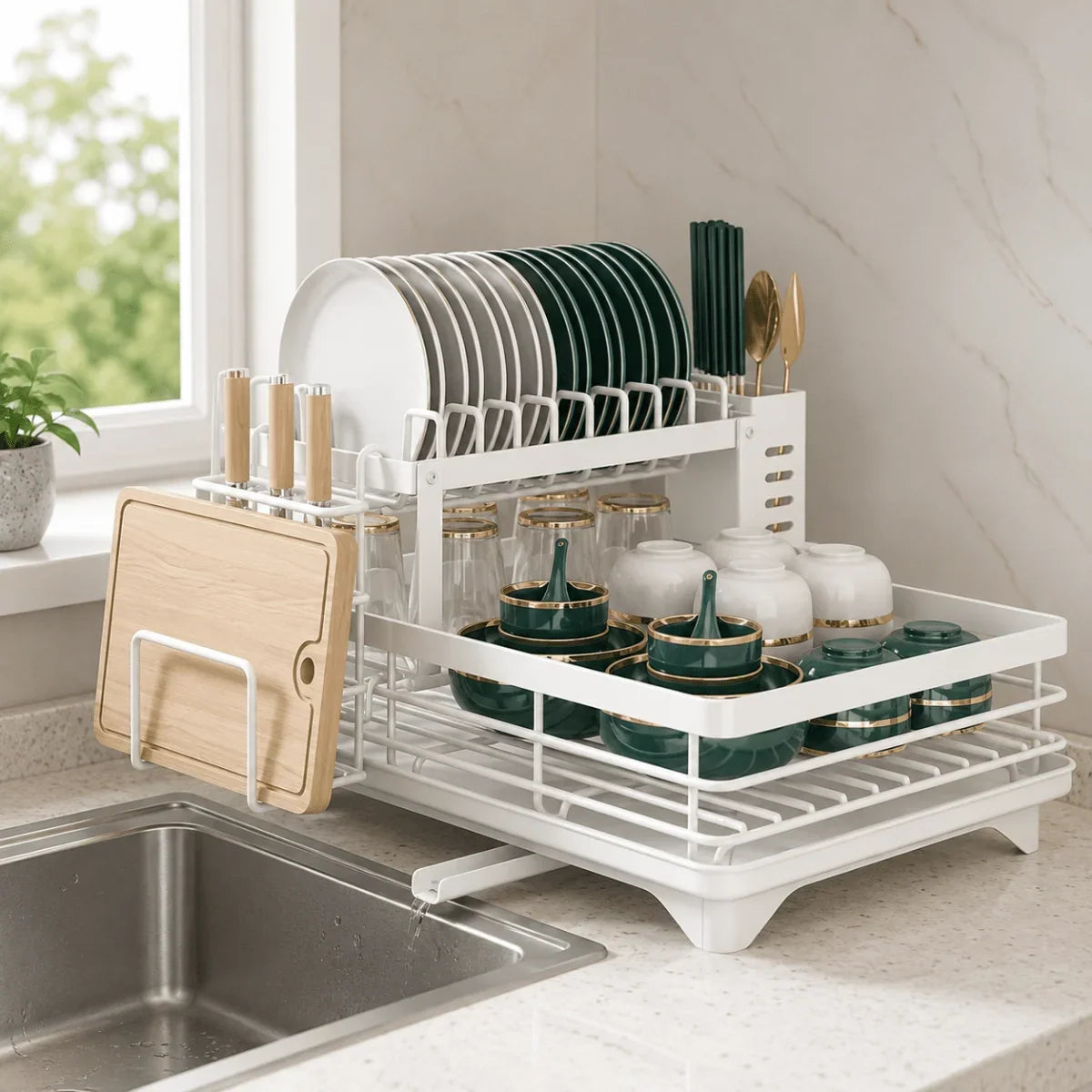 Dish Drying Rack Foldable Stainless Steel Non-Slip