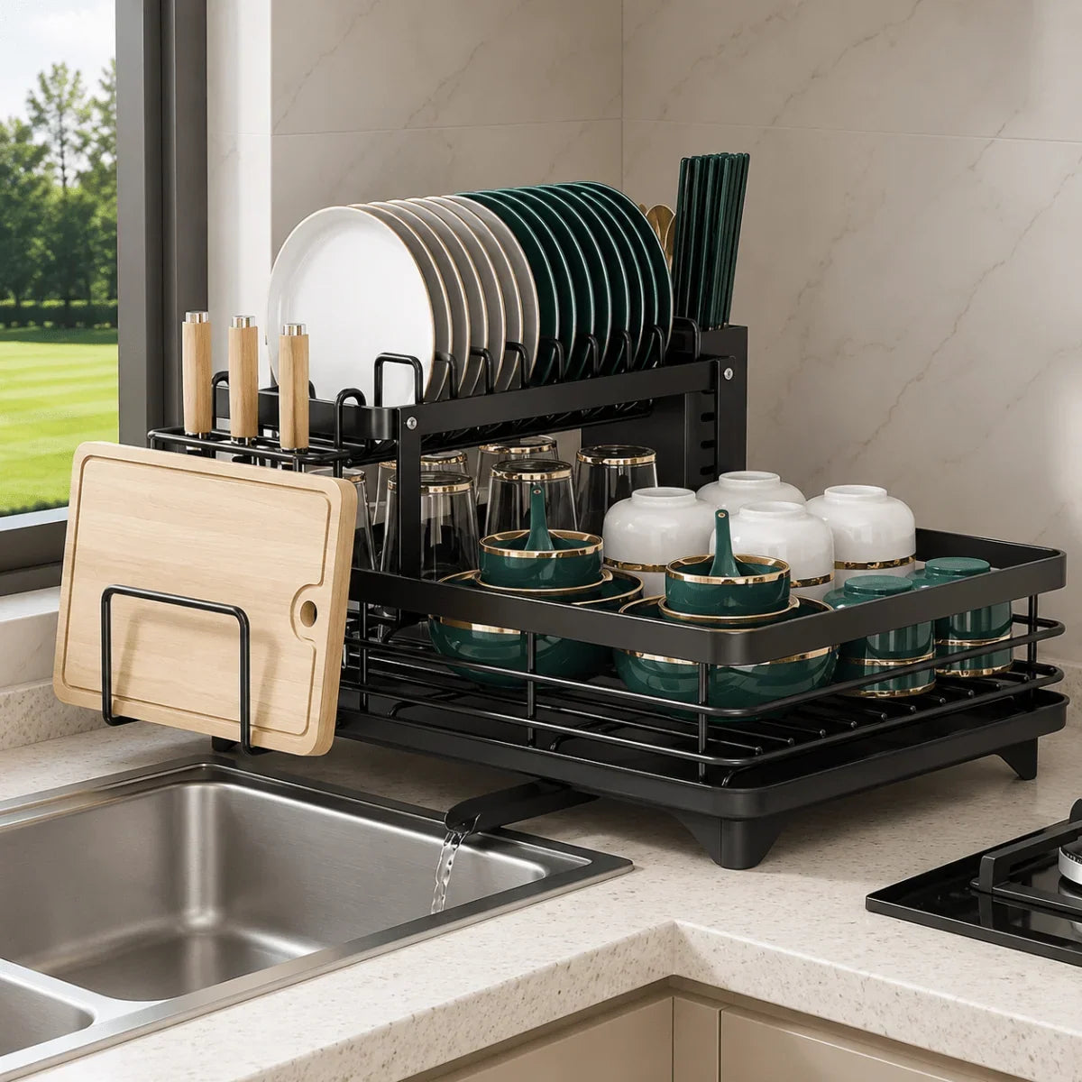 Dish Drying Rack Foldable Stainless Steel Non-Slip