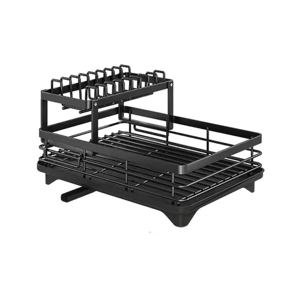Dish Drying Rack Foldable Stainless Steel With Removable Utensil Holder
