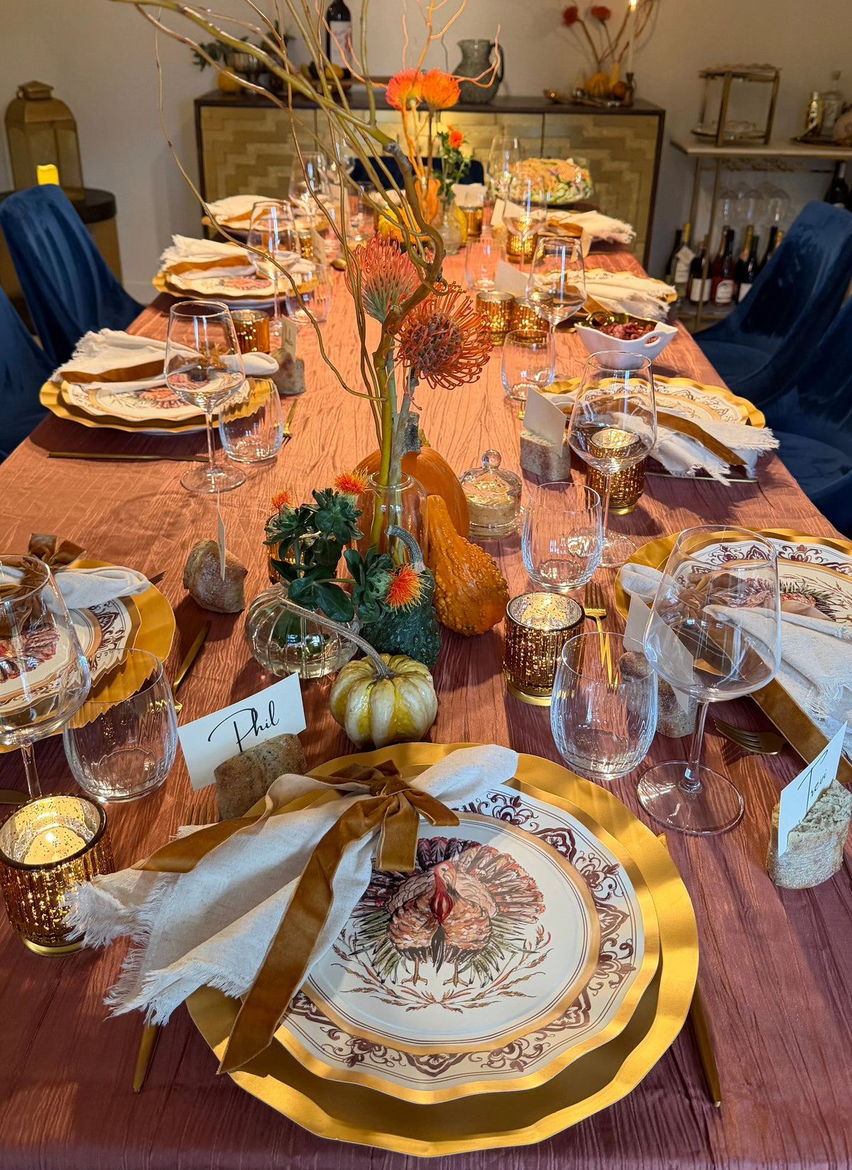 Disposable Plates Heavy-Duty Thanksgiving Design Gold Accents