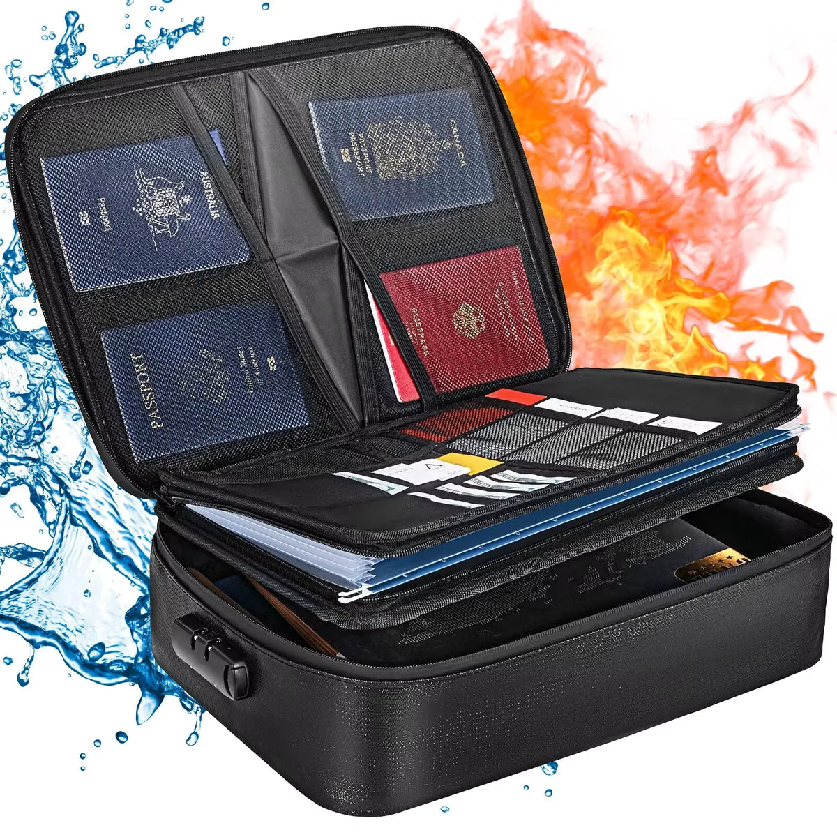 Document Organizer Bag Fire-Resistant Waterproof Letter Size
