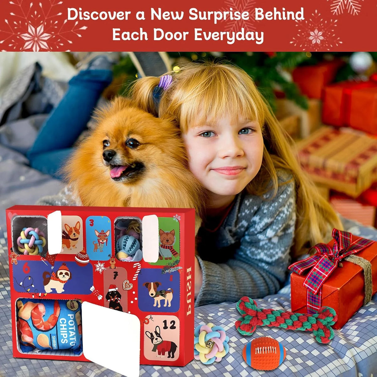 Dog Advent Calendar 12-Day Toy Assortment With Balls & Rope Toys