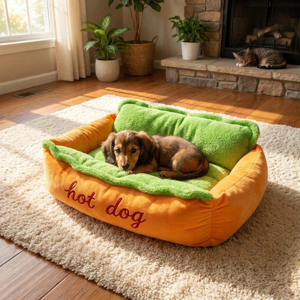 Dog Bed Cotton Raised Walls Removable Washable Cushion Non-Slip Base