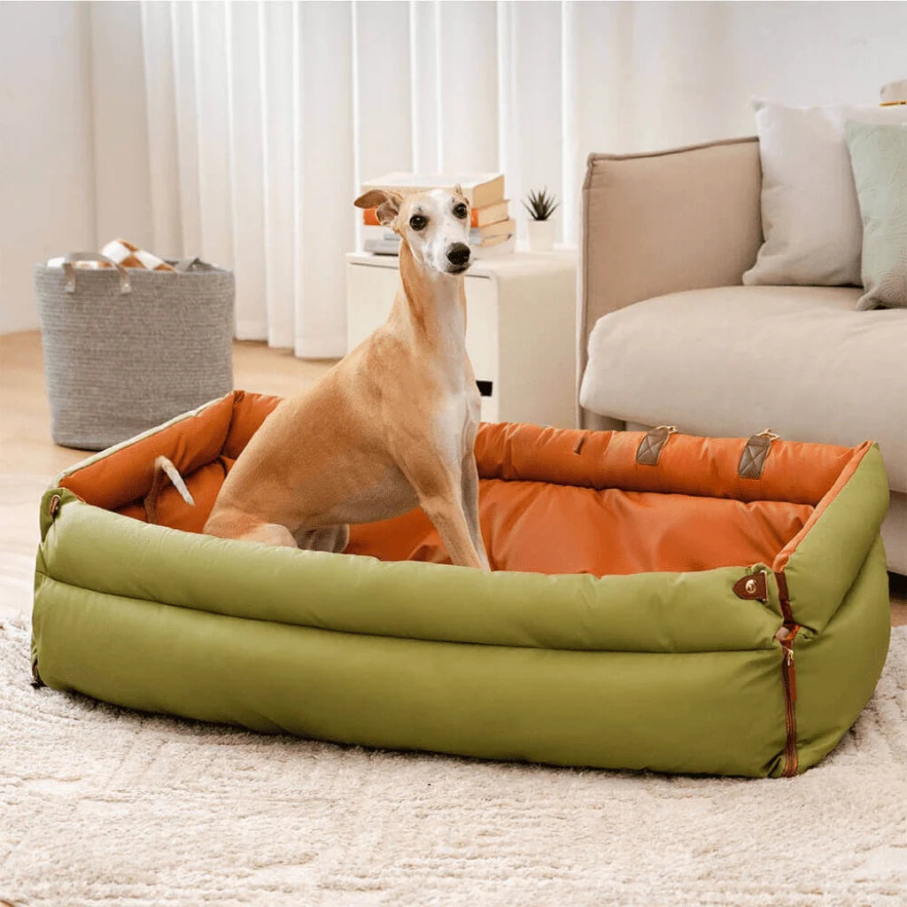 Dog Car Seat Bed Faux Leather Non-Slip Easy-Clean