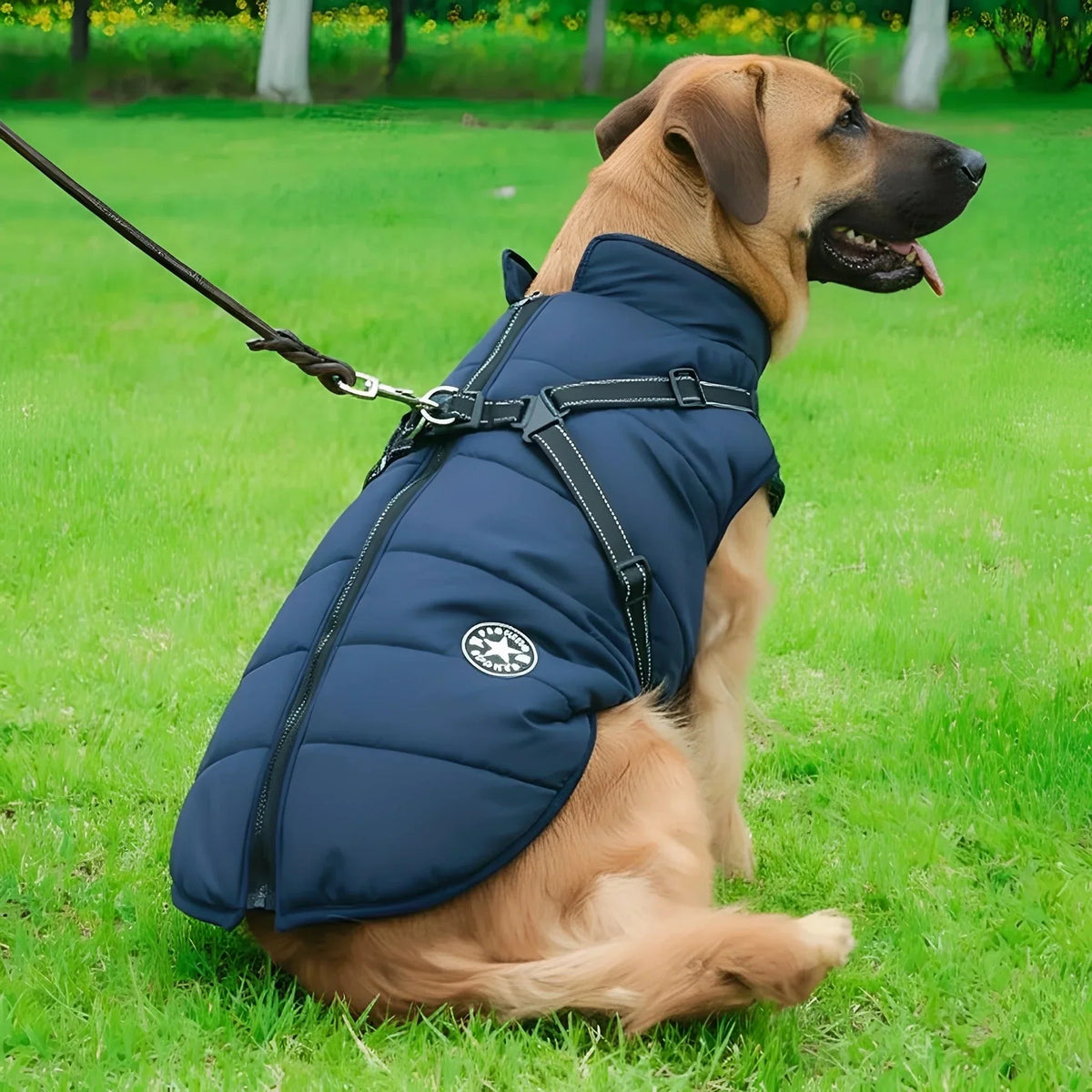 Dog Coat Padded Warm Lining Integrated Harness