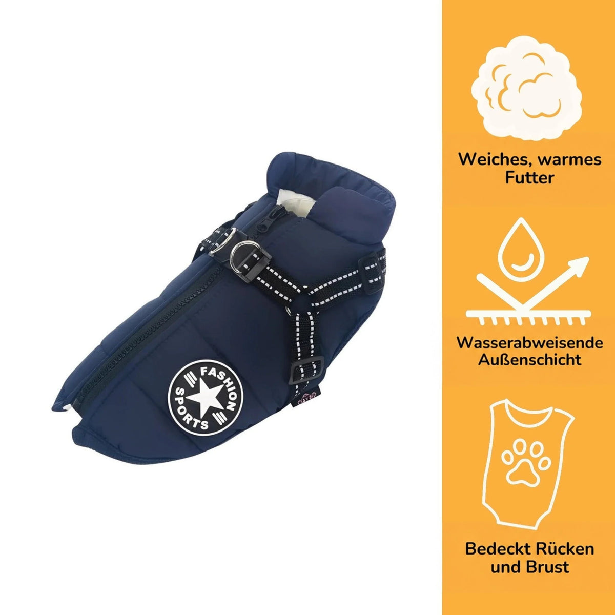 Dog Coat Padded Warm Lining Integrated Harness
