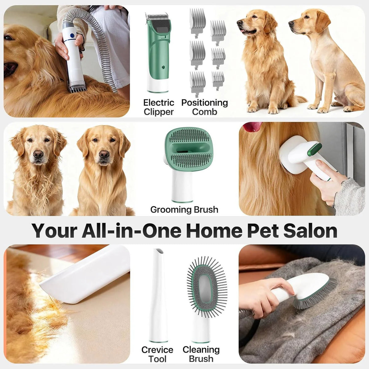 Dog Grooming Vacuum Kit Clipper & Deshedding Brush