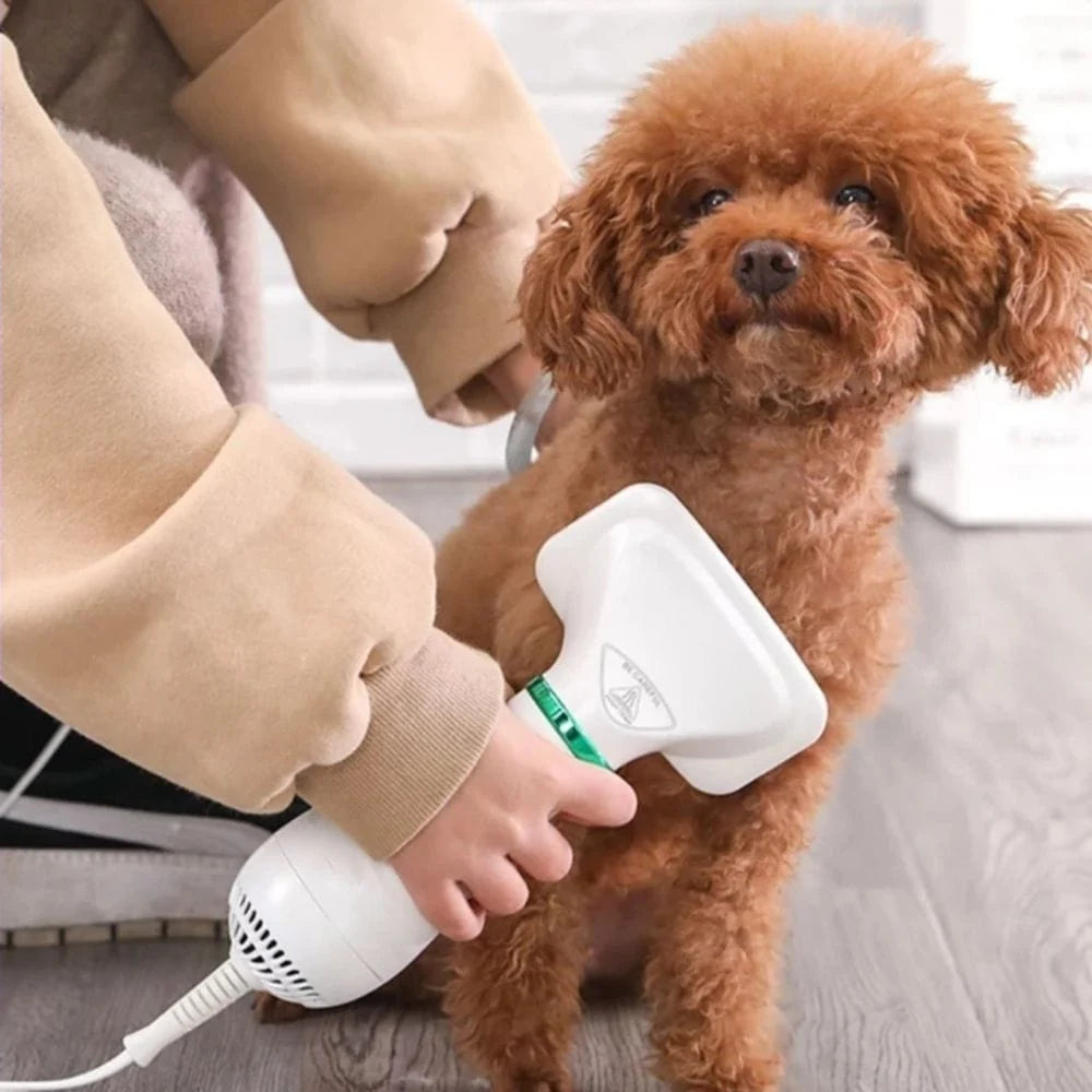 Dog Hair Dryer Brush Quiet Detangling Two Heat Settings