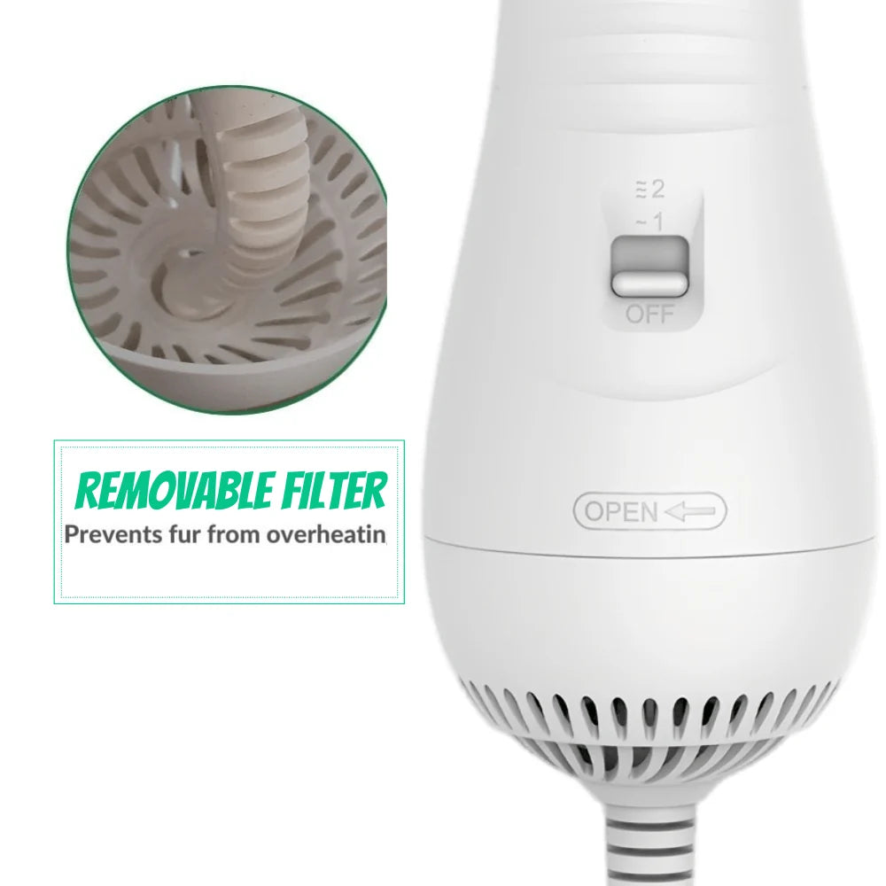 Dog Hair Dryer Brush Quiet Detangling Two Heat Settings
