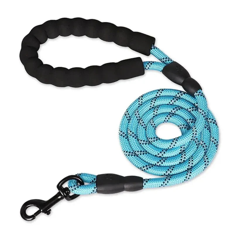 Dog Leash Reflective Stitching Padded Grip Double Rope Nylon
