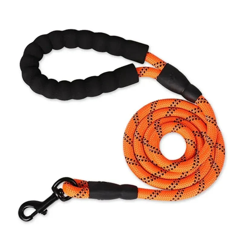 Dog Leash Reflective Stitching Padded Grip Double Rope Nylon