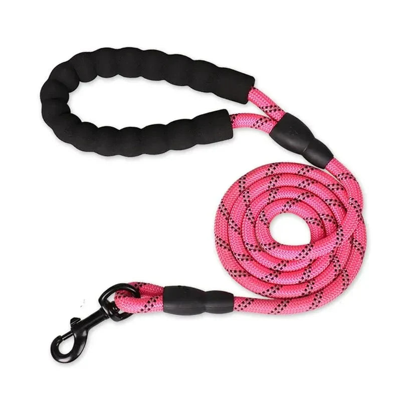 Dog Leash Reflective Stitching Padded Grip Double Rope Nylon