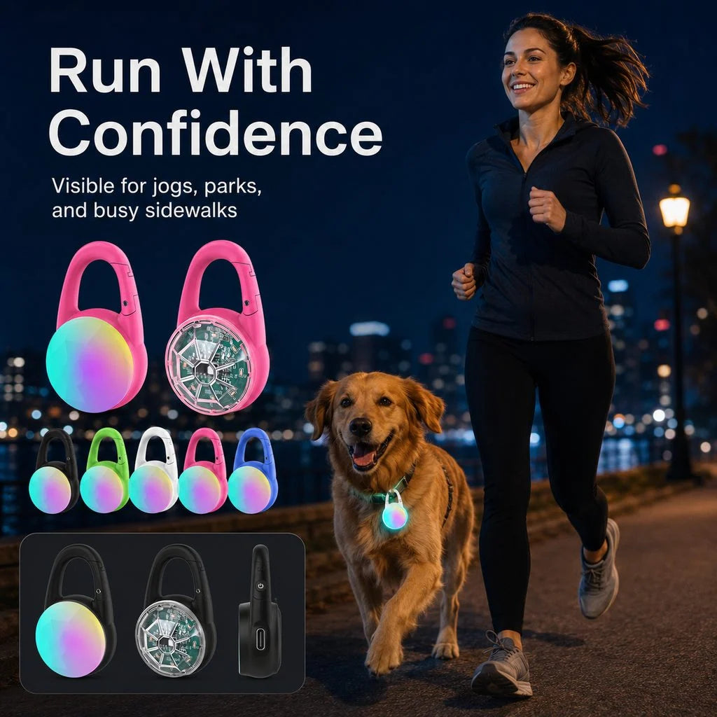 Dog Safety Light Clip-On RGB USB-C Rechargeable Water-Resistant