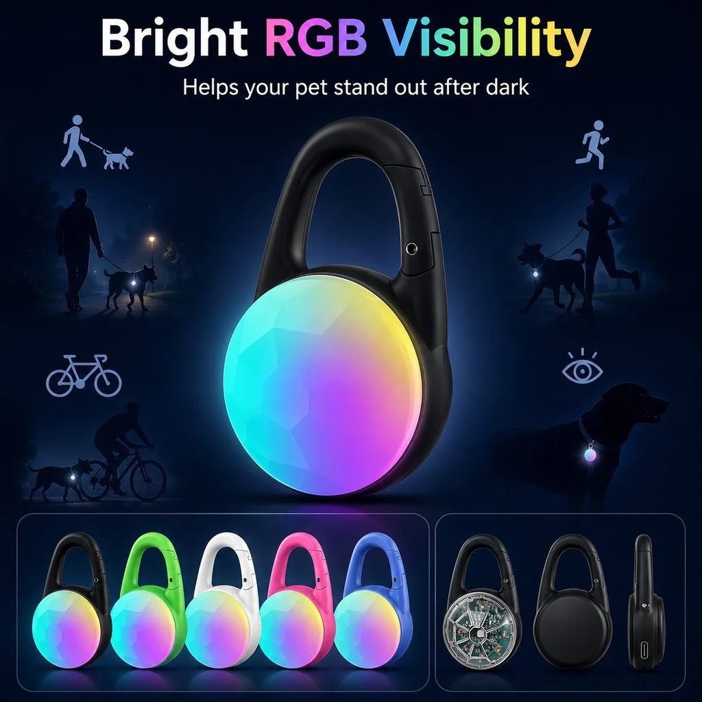 Dog Safety Light Clip-On RGB USB-C Rechargeable Water-Resistant