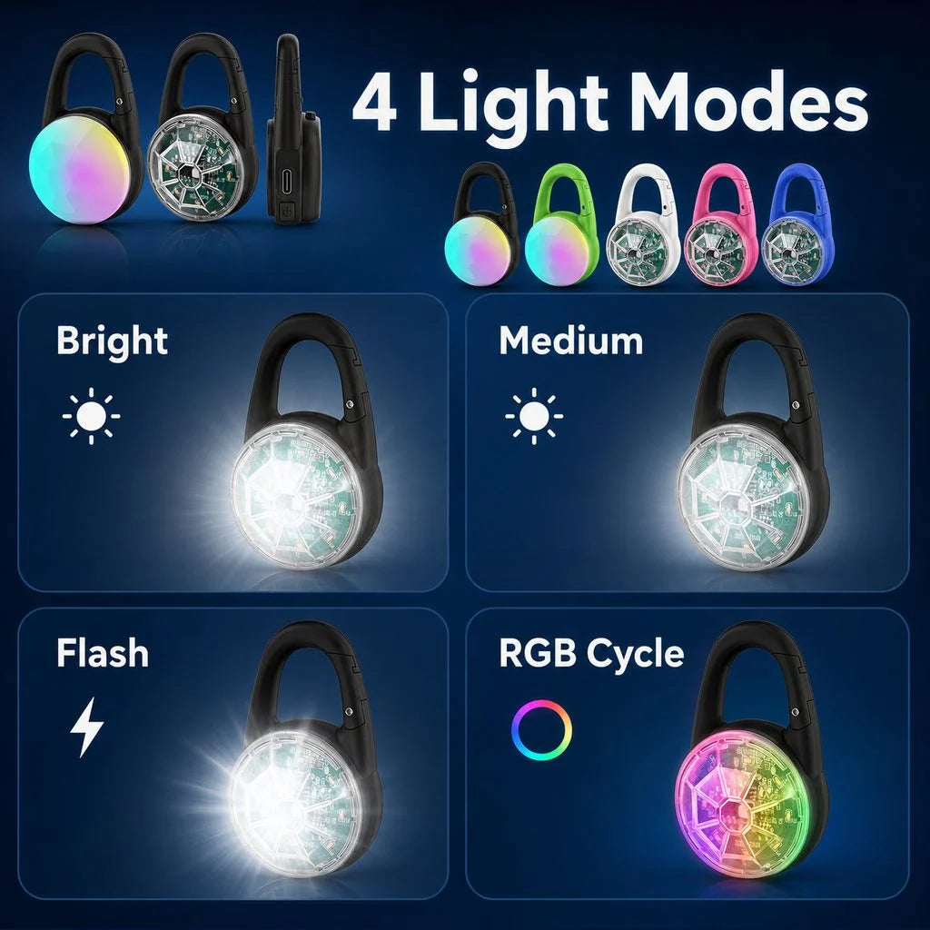 Dog Safety Light Clip-On RGB USB-C Rechargeable Water-Resistant