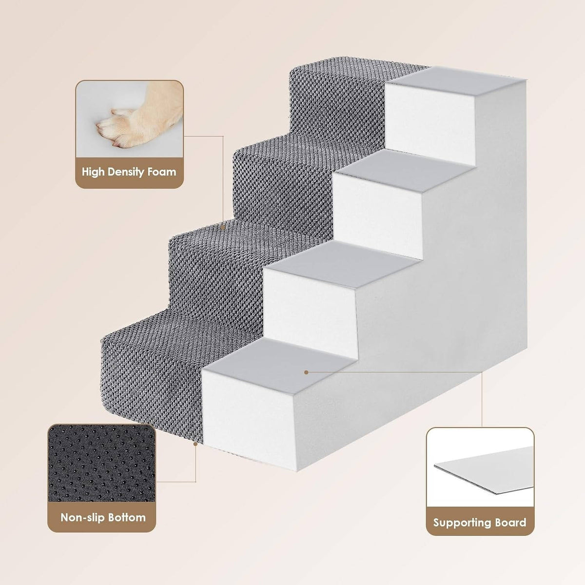 Dog Stairs 4-Step Foldable Pet Bed 18-Inch
