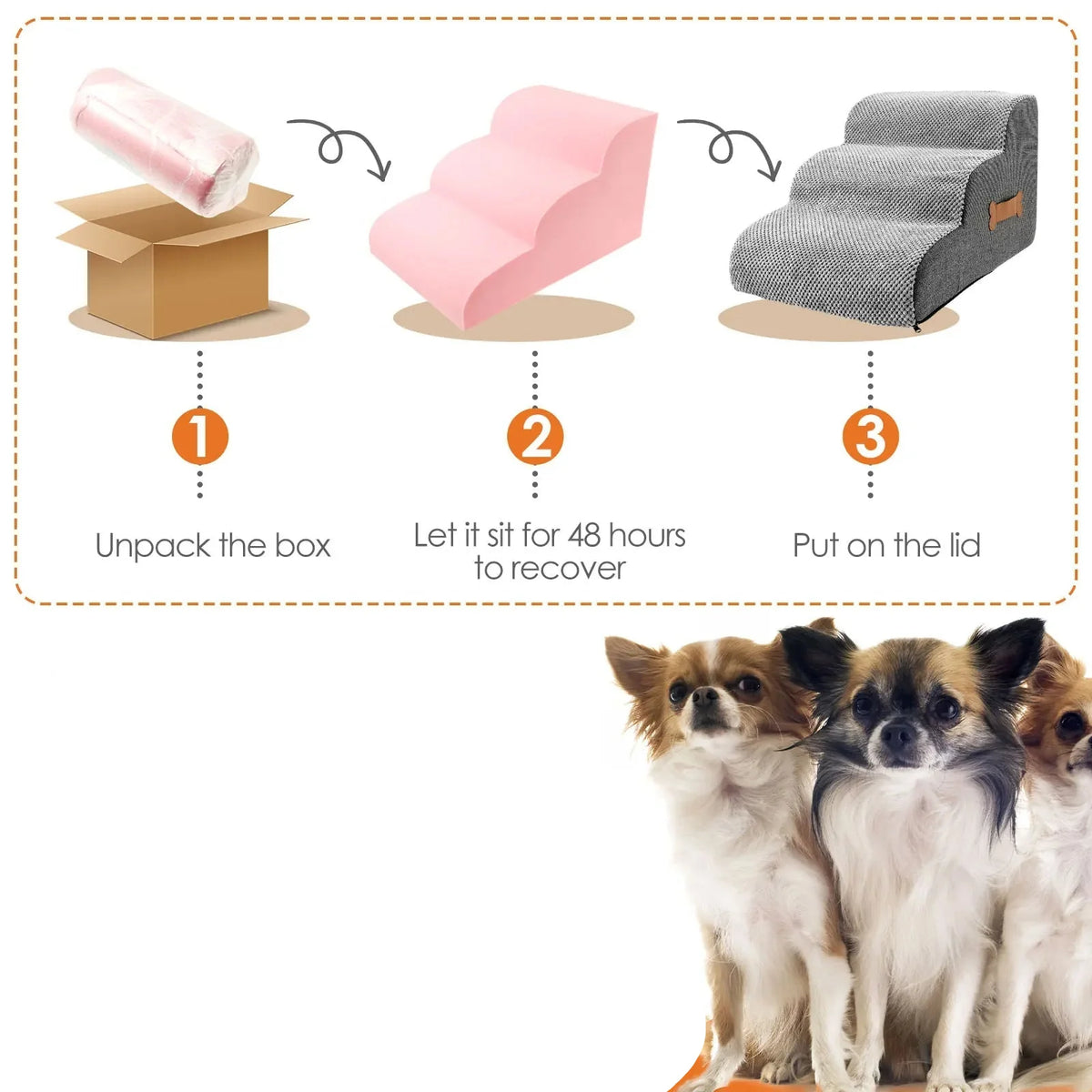 Dog Stairs Gentle Incline Removable Washable Cover