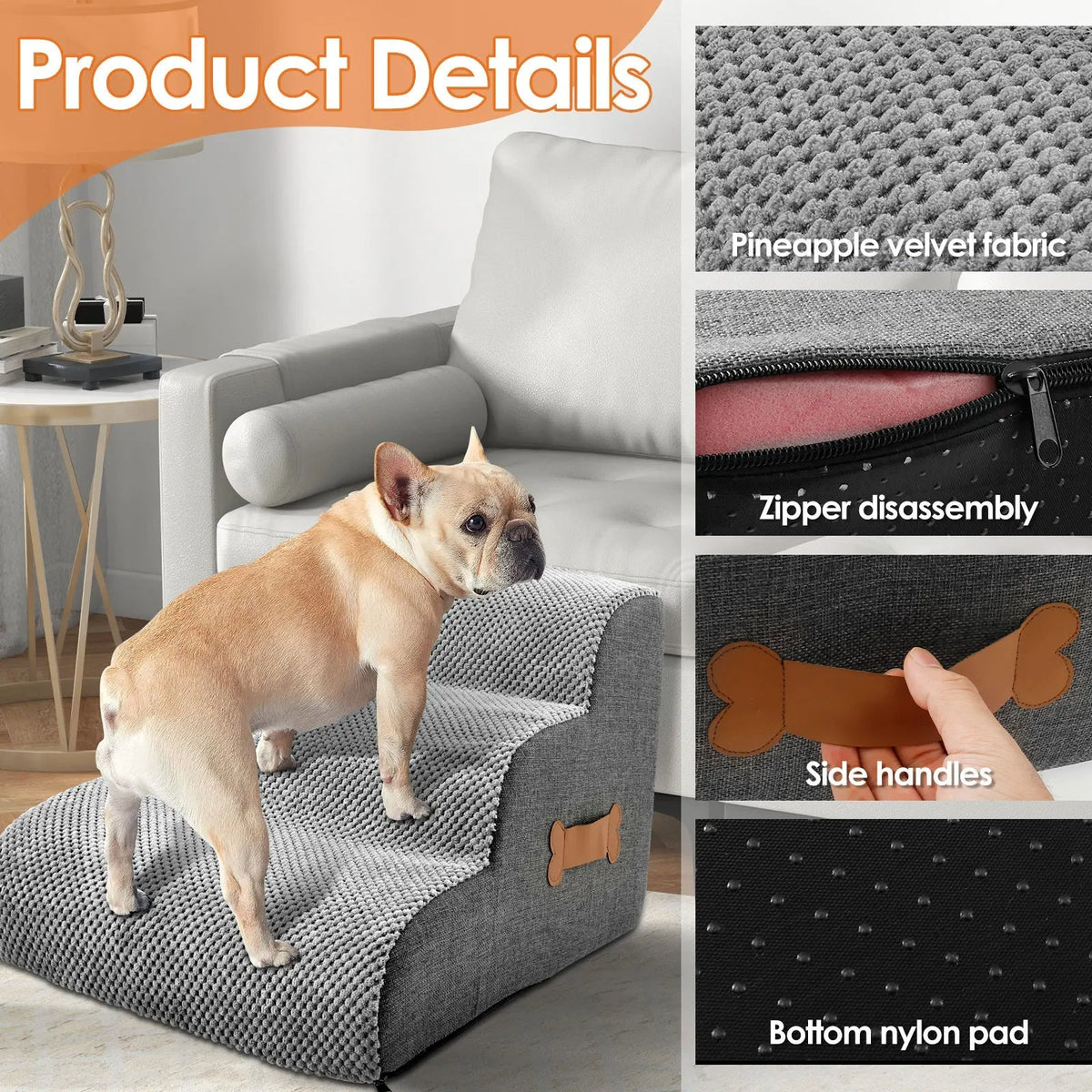 Dog Stairs Gentle Incline Removable Washable Cover