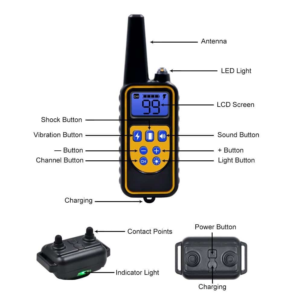 Dog Training Collar 2,625 Ft Range Water-Resistant