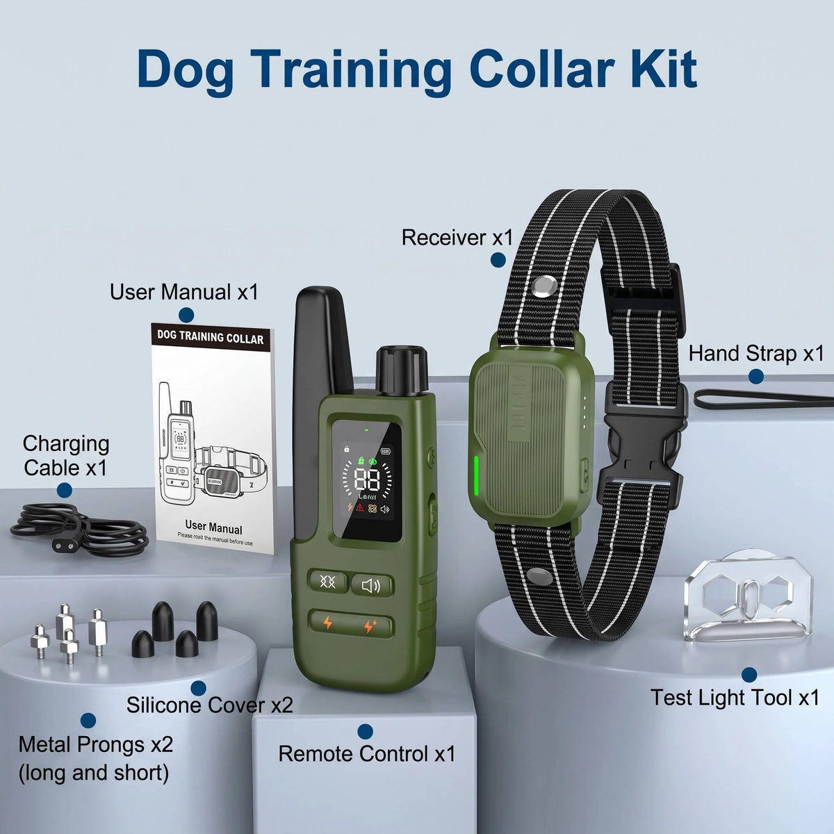 Dog Training Collar 3300 Ft Range Waterproof Dual-Dog Control