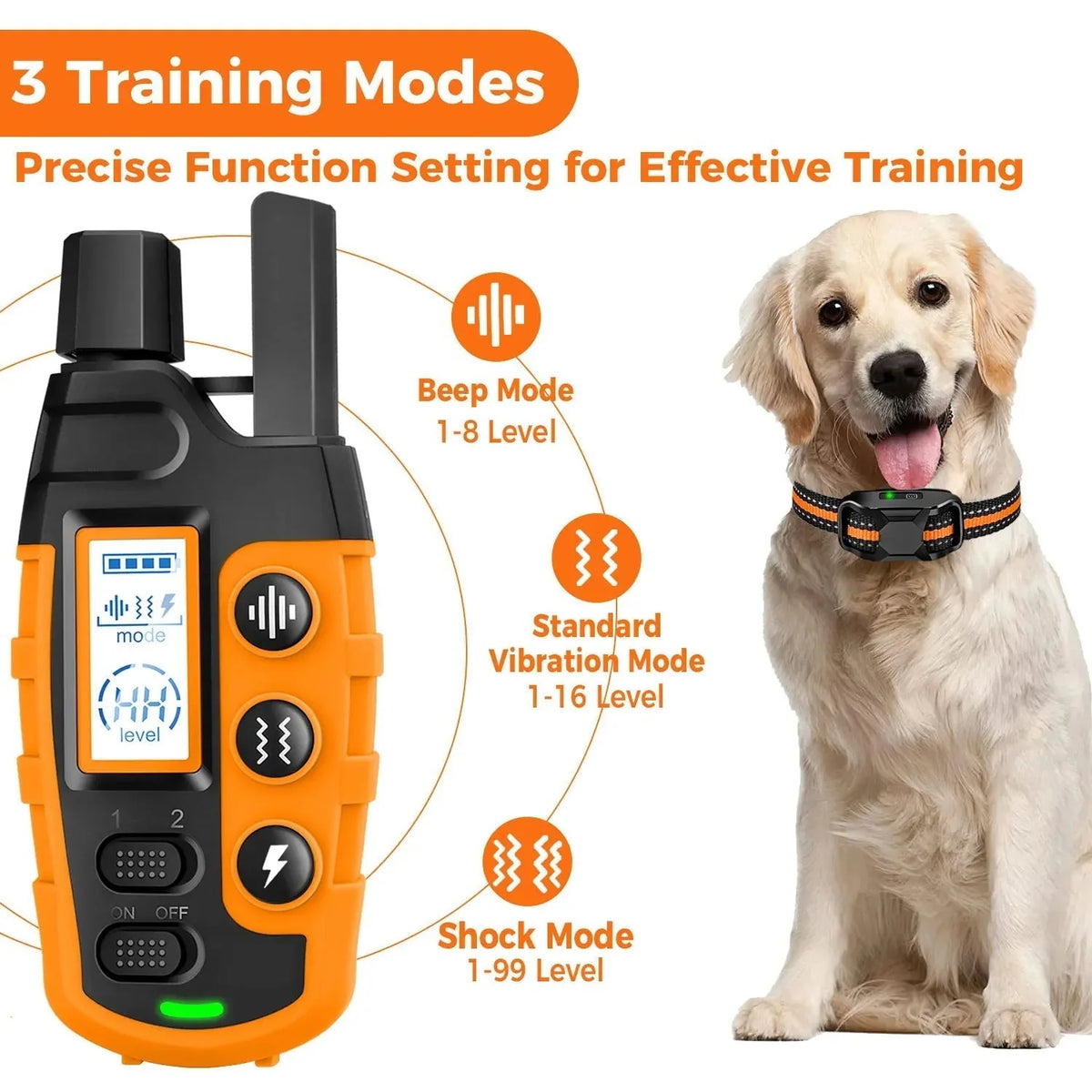 Dog Training Collar Waterproof Remote Control 0.62-Mile Range